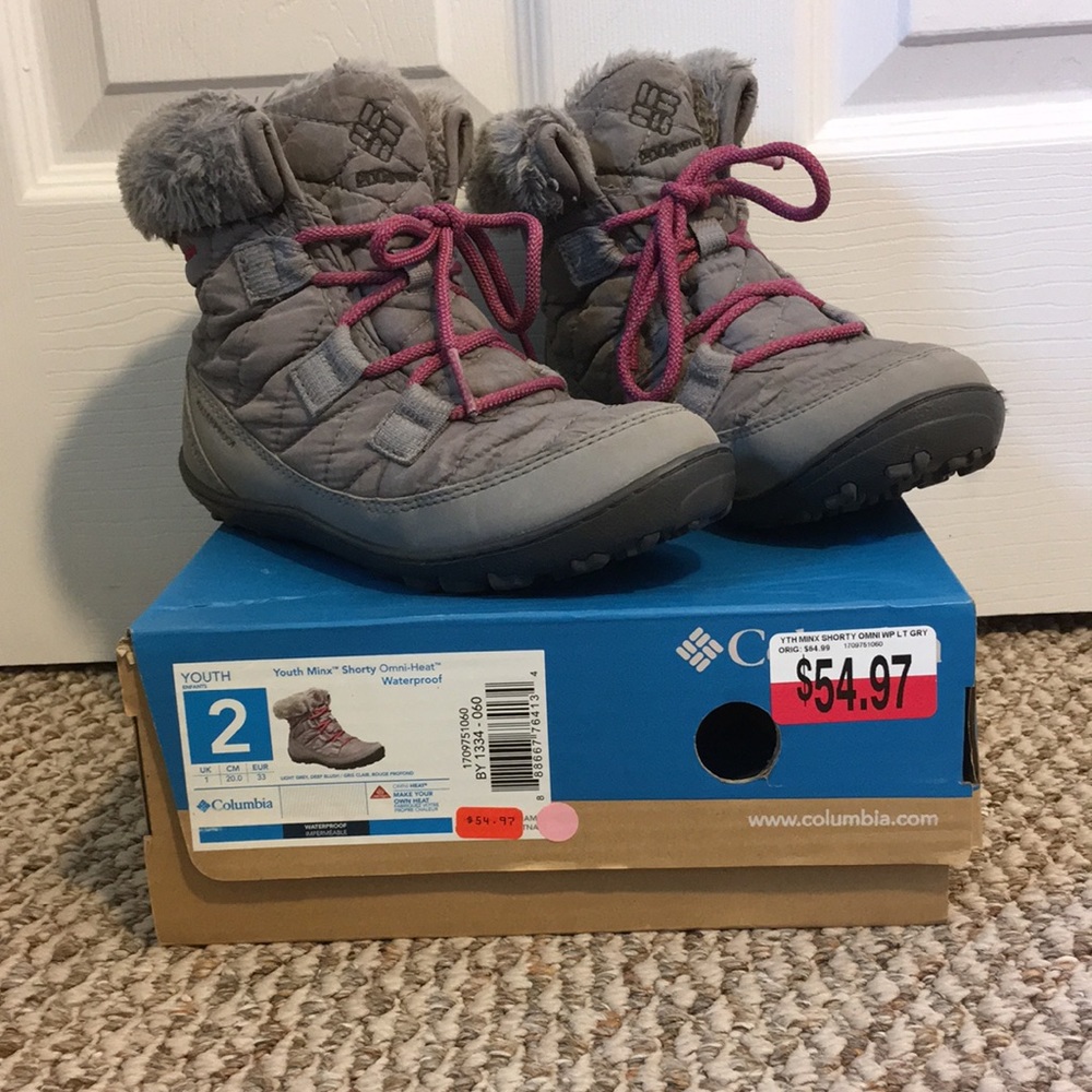 Columbia snow boots grey pink 2 - Picture 1 of 11